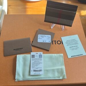 Burberry Brown and Red Striped Card Holder